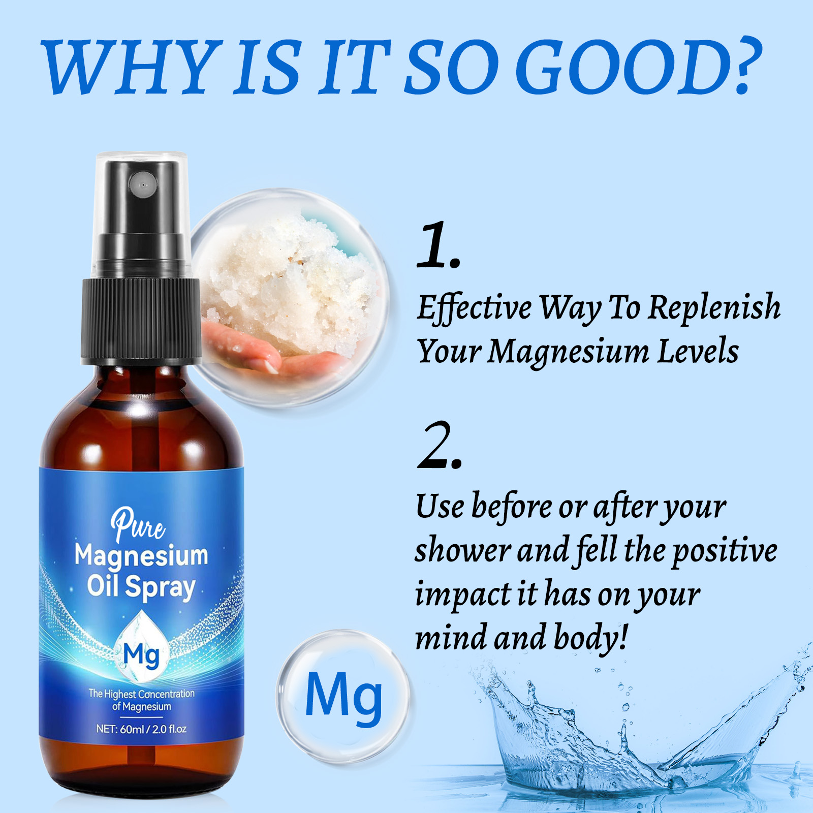 Olio di magnesio naturale 60ml - Bath Salts Magnesium recensione e prezzo